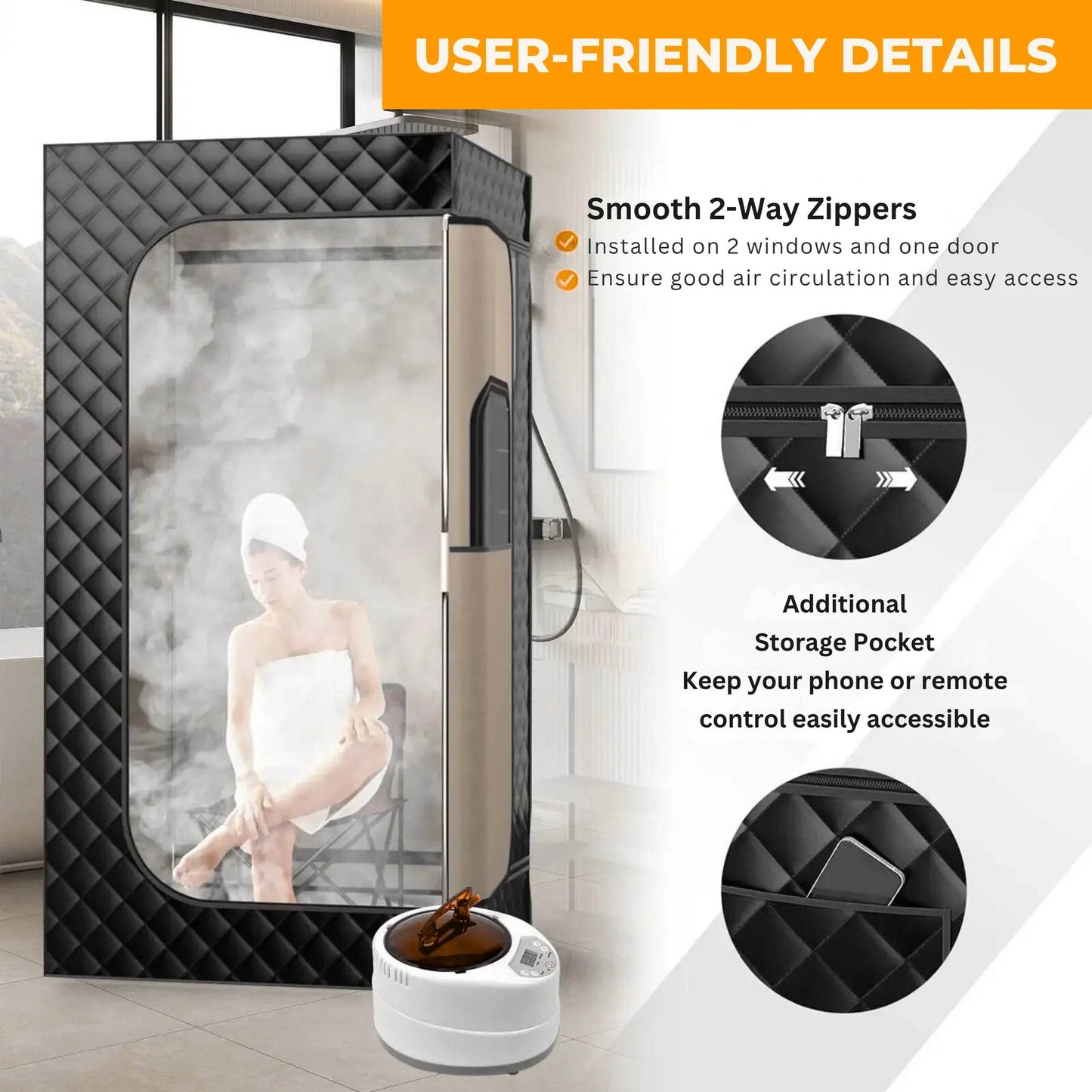 Portable Steam Sauna for Home with Steamer - RELAXONIK